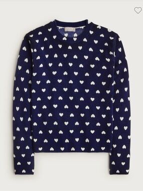 NWT J.Crew Cashmere classic-fit crewneck sweater in heart print size S